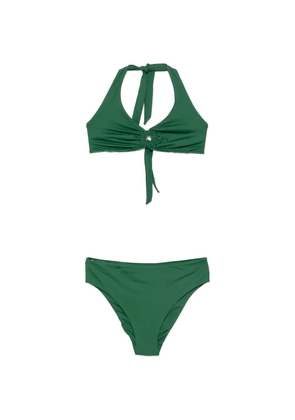 Fisico halterneck ring-detail bikini - Green
