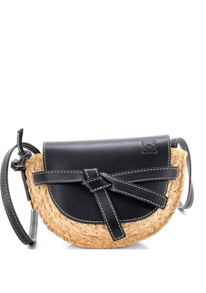 Loewe Pre-Owned Gate Leather Shoulder Leather with Raffia Mini crossbody bag - Black