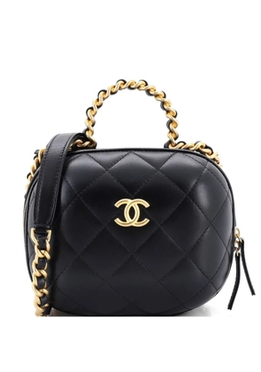 CHANEL Pre-Owned CC Bubble Top Handle Vanity Case with Chain Quilted Lambskin Small satchel - Black