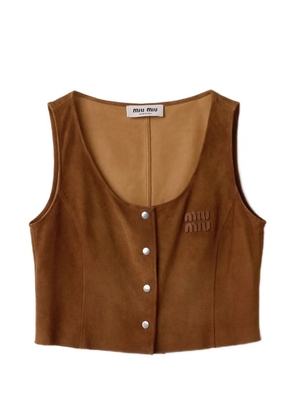 Miu Miu waxed suede top - Brown