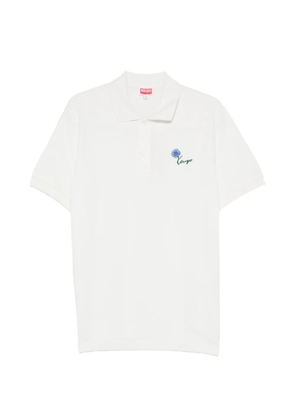 Kenzo floral-embroidered polo shirt - White