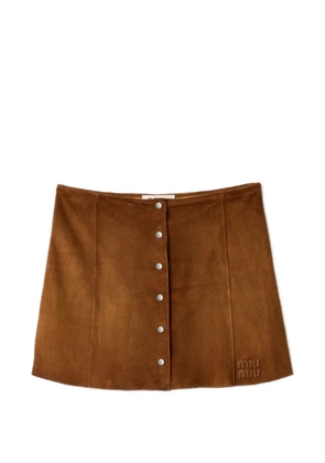 Miu Miu waxed suede miniskirt - Brown