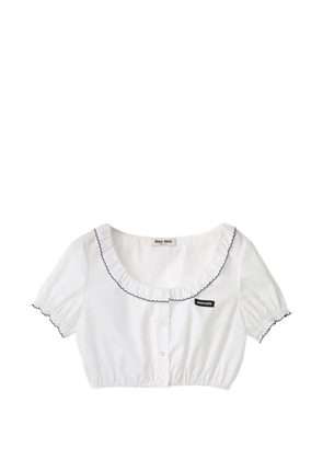 Miu Miu embroidered poplin crop top - White