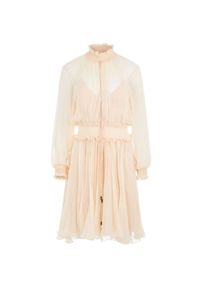 Chloé ruffle-hem long-sleeve dress - Neutrals