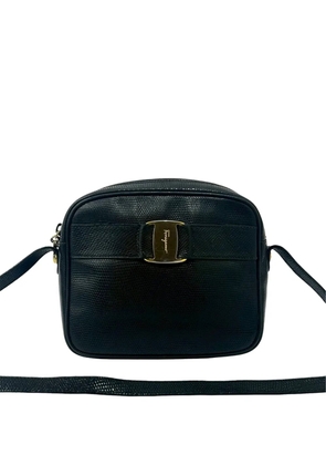 Ferragamo Pre-Owned 1990-2010 Embossed Lizard Leather Vara crossbody bag - Black