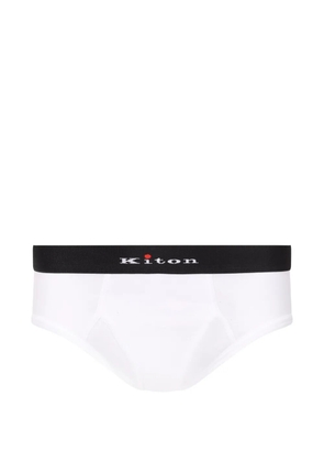 Kiton logo-waistband briefs - White