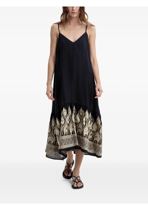 GREEK ARCHAIC KORI embroidered ruffled dress - Black