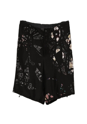 Yohji Yamamoto graphic-print wide-leg shorts - Black