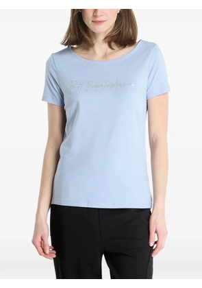 Ea7 Emporio Armani rhinestone-logo T-shirt - Blue