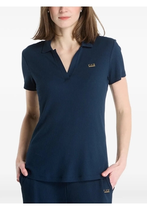 Ea7 Emporio Armani ribbed-knit V-neck polo shirt - Blue