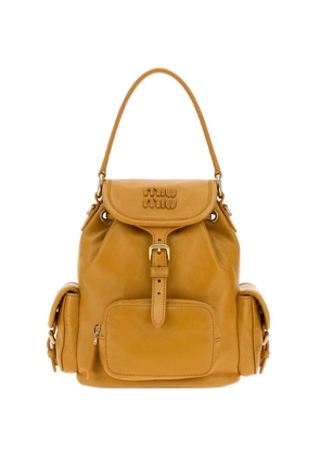 Miu Miu logo-plaque buckled backpack - Yellow