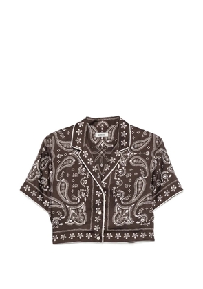 SANDRO paisley-print cropped shirt - Brown