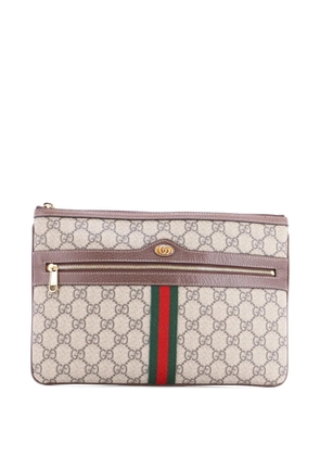 Gucci Pre-Owned Ophidia Zip Pouch GG Coated Canvas Large clutch bag - Brown