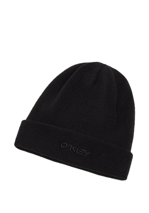 Oakley logo-embroidered ribbed beanie hat - Black