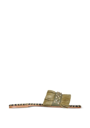 DE SIENA SHOES Patrician stud-embellished fringed sandals - Green