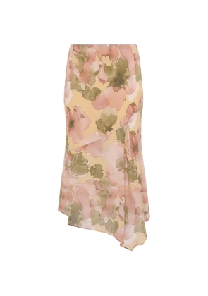 Paris Georgia Mae floral-print asymmetric-hem midi skirt - Pink