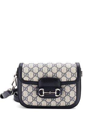 Gucci Pre-Owned Horsebit 1955 Shoulder Bag GG Coated Canvas with Leather Mini crossbody bag - Blue