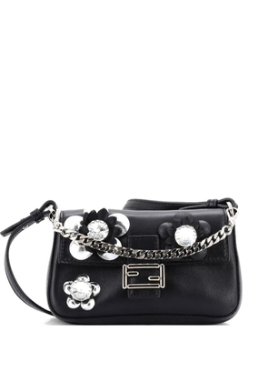 Fendi Pre-Owned Baguette Bag Embellished Leather Micro crossbody bag - Black