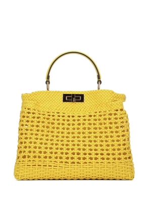 FENDI Peekaboo Medium woven leather shoulder bag - Yellow