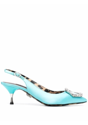 Philipp Plein crystal-hexagon satin pumps - Blue