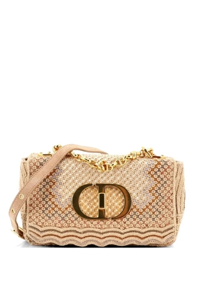 Christian Dior Pre-Owned Caro Bag Cannage Quilt Embroidered Cotton Small shoulder bag - Neutrals