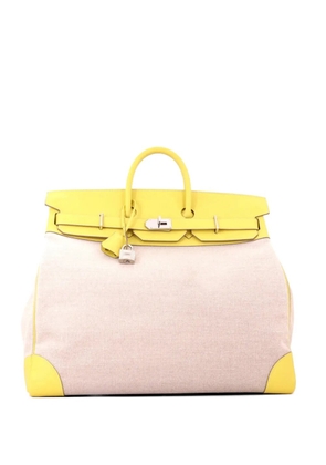 Hermès Pre-Owned HAC Birkin Bag Toile and Yellow Evercolor with Palladium Hardware 50 tote bag