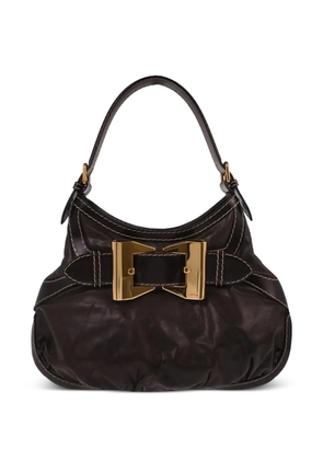Gucci Pre-Owned 1990-2000s Queen buckle-detail leather handbag - Brown