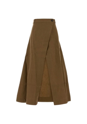 Le Kasha wrap-front linen skirt - Brown