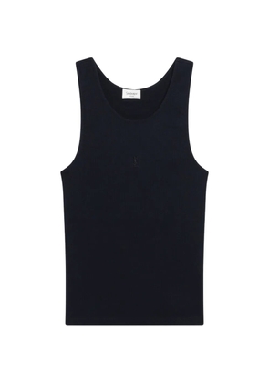 Saint Laurent ribbed-knit embroidered tank top - Blue