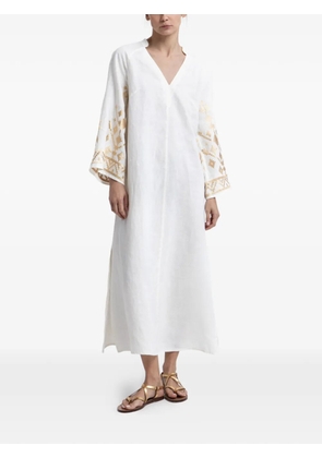 GREEK ARCHAIC KORI embroidered long-sleeved dress - White