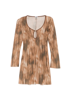 Matinée scoop-neck mini beach dress - Brown