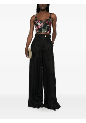 alice + olivia Jeanna floral-print cropped top - Black