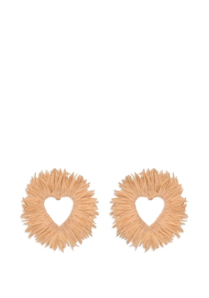 Oscar de la Renta raffia heart earrings - Neutrals