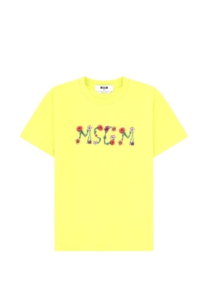 MSGM floral-logo T-shirt - Yellow