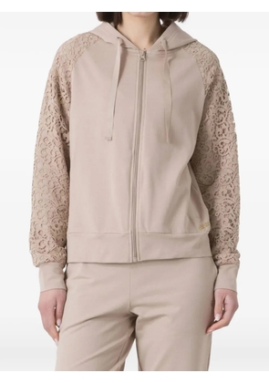 DIMENSIONE DANZA lace-sleeve hoodie - Neutrals