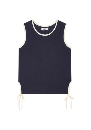 TOMBOY contrast-trim side-tie top - Blue
