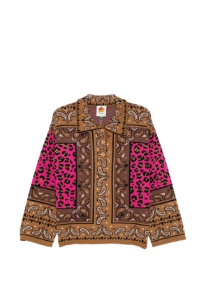 FARM Rio paisley leopard-print polo top - Brown