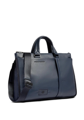 PIQUADRO shock-absorbing leather laptop bag - Blue