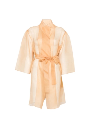 Antonelli sheer belted coat - Neutrals