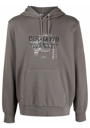 Diesel slogan-print cotton hoodie - Grey