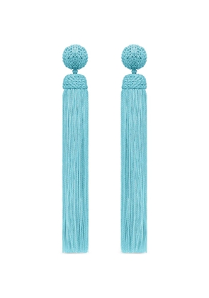Oscar de la Renta silk rope tassel clip-on earrings - Blue