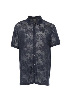 John Varvatos floral-lace short-sleeve shirt - Blue