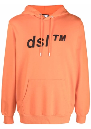 Diesel embroidered cotton hoodie - Orange