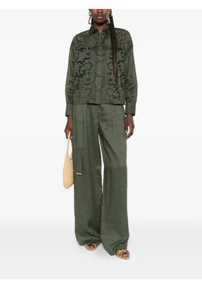 Max Mara Cali belted wide-leg trousers - Green