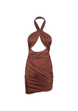 Amen draped-design mini dress - Brown