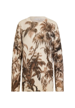 Oscar de la Renta Chiné palm leaves oversized pullover - Neutrals