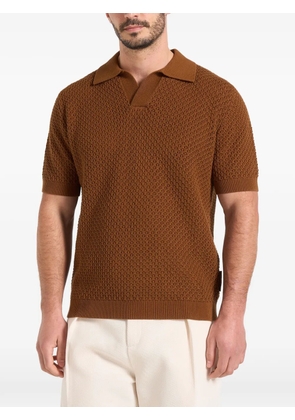 Manière De Voir Conrad pointelle-knit polo T-shirt - Brown