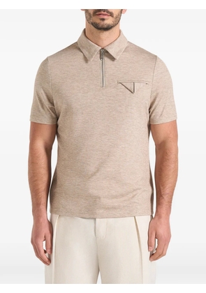 Manière De Voir Cassian marl-zip polo shirt - Neutrals