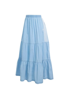 adidas Summer Glow tiered side-stripe maxi skirt - Blue