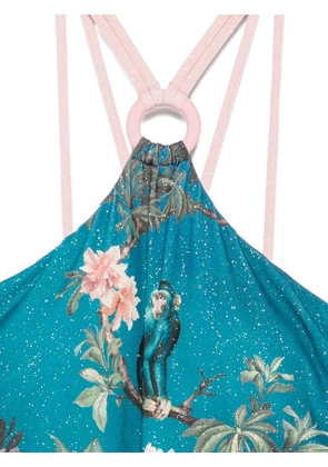 Mazzei monkey-print swimsuit - Blue